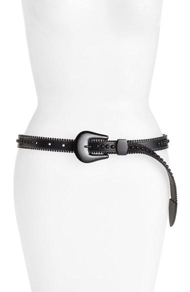 Women's B-low The Belt 'barcelona' Studded Leather Belt - Black/ Black