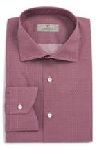 Men's Canali Regular Fit Pattern Dress Shirt .5 - Burgundy