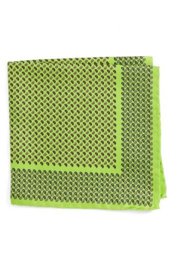Men's Eton Paisley Silk Pocket Square, Size - Green