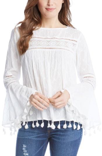 Women's Karen Kane Embroidered Tassel Trim Top