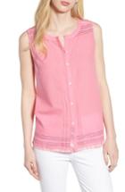 Women's Caslon Embroidered Cotton Sleeveless Blouse - Pink