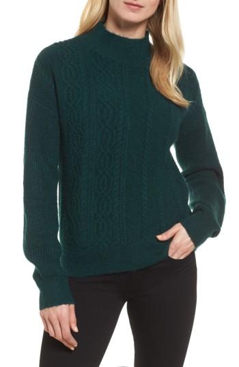 Women's Halogen Mock Neck Cable Knit Sweater