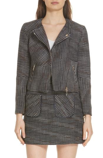 Women's Ted Baker London Colour By Numbers Julio Boucle Moto Jacket - Blue