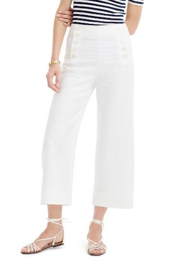 Women's J.crew Heavy Linen Sailor Pants - White