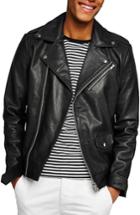 Men's Topman Oversize Leather Biker Jacket - Black