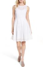 Women's Halogen Eyelet Fit & Flare Dress - White