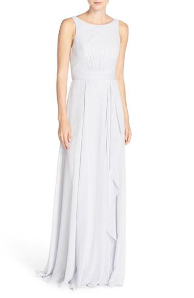 Women's Amsale 'rory' Sleeveless V-back Chiffon Gown