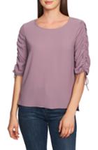 Women's 1.state Ruched Detail Tie Sleeve Blouse - Purple