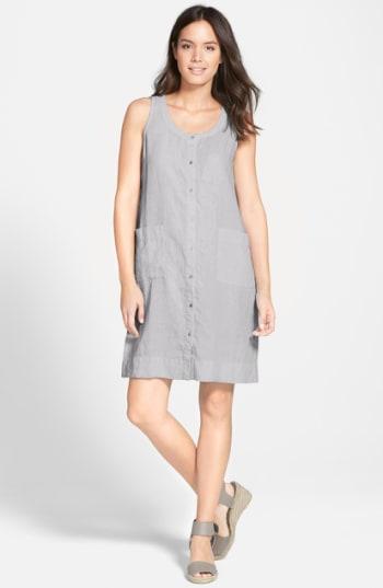 Women's Eileen Fisher Organic Linen Scoop Neck Knee Length Dress, Size - (regular & ) (online Only)