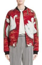 Women's Victoria, Victoria Beckham Swan Print Raglan Bomber - Red