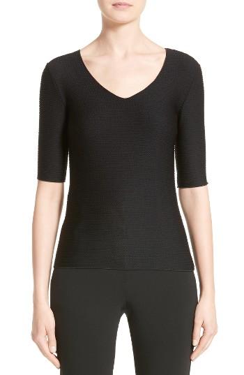 Women's Armani Collezioni Micro Jacquard Jersey Tee - Black
