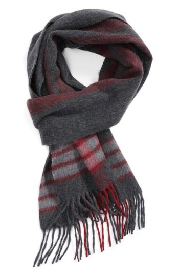 Men's Nordstrom Men's Shop Plaid Cashmere Scarf, Size - Grey