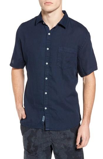 Men's Original Paperbacks Rome Trim Fit Linen Sport Shirt - Blue