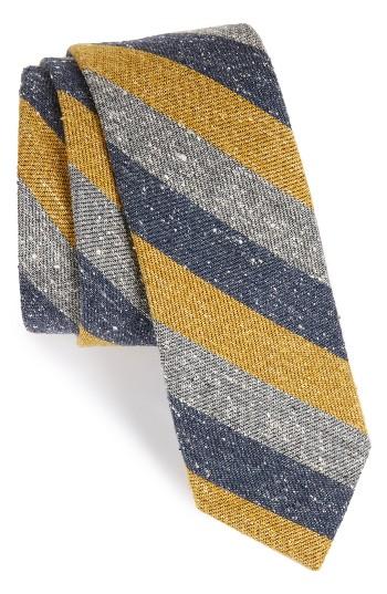 Men's The Tie Bar Varios Stripe Silk Skinny Tie, Size - Yellow