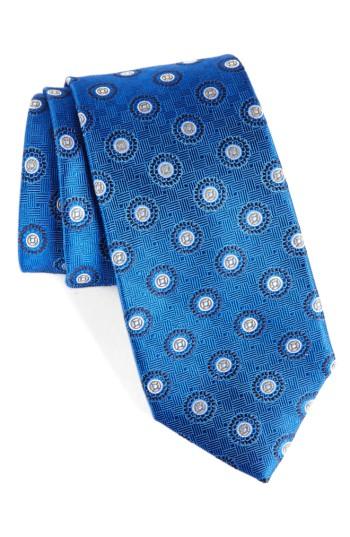 Men's Nordstrom Men's Shop Neat Medallion Silk Tie, Size X-long - Blue