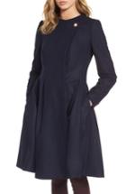 Women's Ted Baker London Wool Blend Asymmetrical Skirted Coat - Blue