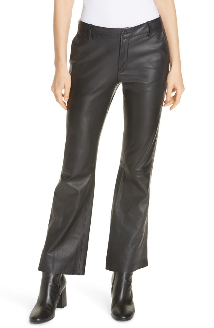 Women's Nili Lotan Caden Lambskin Flare Pants - Black