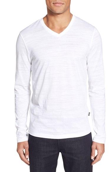 Men's Boss 'tyson' V-neck Long Sleeve T-shirt - White