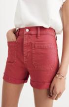Women's Madewell Garment Dyed High Waist Denim Shorts - Red