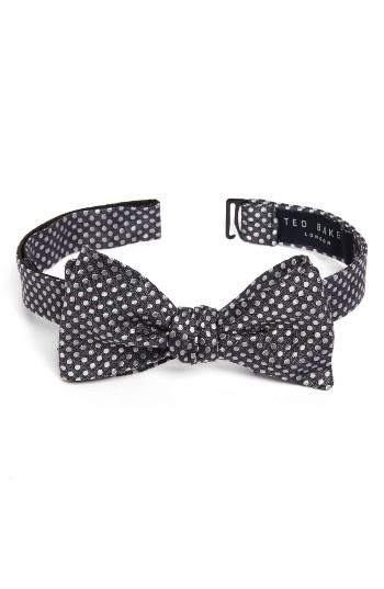 Men's Ted Baker London Tussah Party Dot Silk Bow Tie, Size - Grey