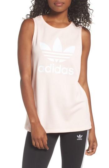 Women's Adidas Loose Fit Trefoil Logo Tank - Pink