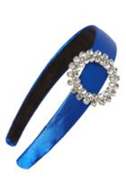 Tasha Crystal Buckle Satin Headband, Size - Blue
