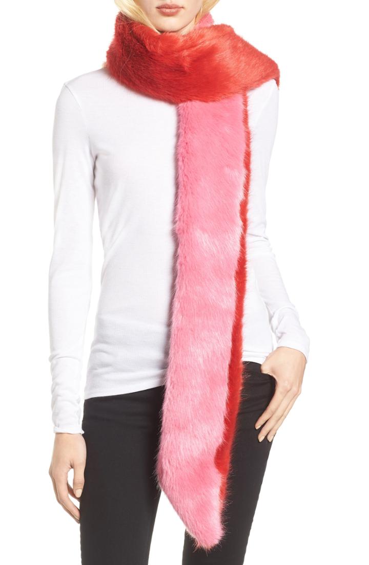 Women's Heurueh Colorblock Faux Fur Scarf, Size - Pink