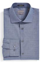 Men's Calibrate Trim Fit Non-iron Stretch Dress Shirt 34/35 - Blue