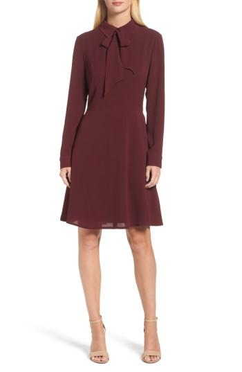 Women's Maggy London Crepe Bow Fit & Flare Dress - Burgundy