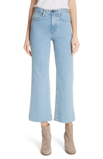 Women's Rag & Bone/jean Justine High Waist Wide Leg Trouser Jeans - Blue