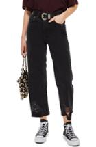 Women's Topshop Crop Ladder Hem Jeans W X 30l (fits Like 24w) - Black