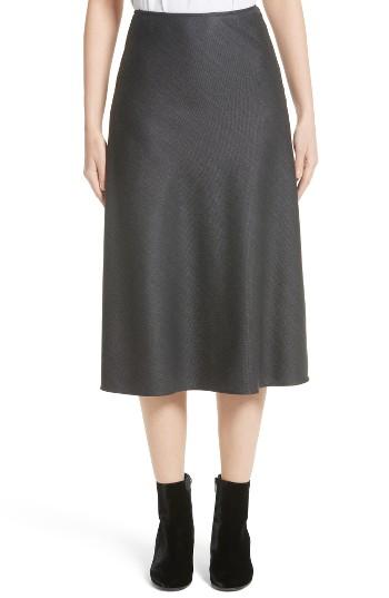 Women's St. John Collection Stretch Birdseye Flare Skirt - Grey