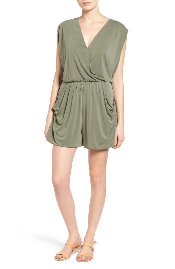 Women's Halogen Drape Front Knit Romper - Green