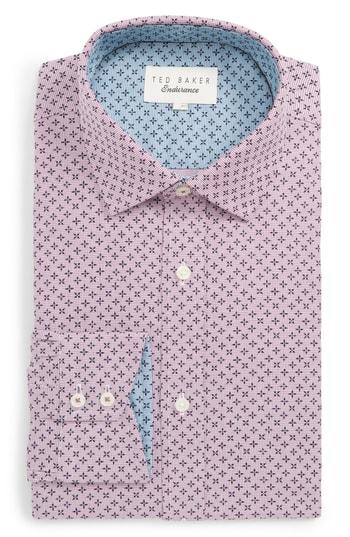 Men's Ted Baker London Bodder Trim Fit Print Dress Shirt .5 - 32/33 - Red
