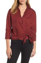 Women's Melloday Side Tie Poplin Top - Burgundy