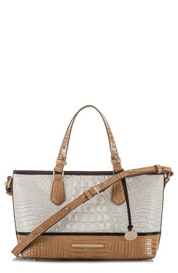 Brahmin Mini Asher Embossed Leather Tote - White