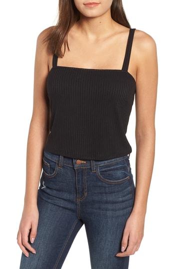 Women's Mimi Chica Rib Knit Crop Tank - Black