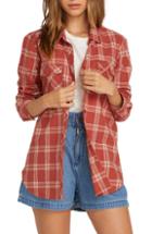 Women's Volcom Getting Rad Plaid Top - Brown