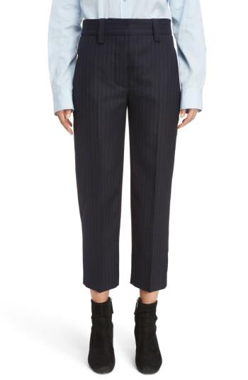 Women's Acne Studios Trea Pinstripe Straight Leg Wool Pants Us / 36 Eu - Blue