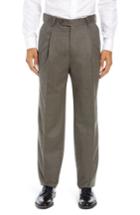Men's Berle Pleated Stretch Houndstooth Wool Trousers - Beige