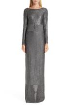 Women's St. John Collection Metallic Plaited Mixed Knit Gown