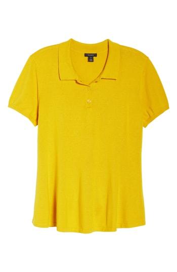 Petite Women's Halogen Peplum Polo Sweater P - Yellow