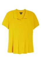 Petite Women's Halogen Peplum Polo Sweater P - Yellow