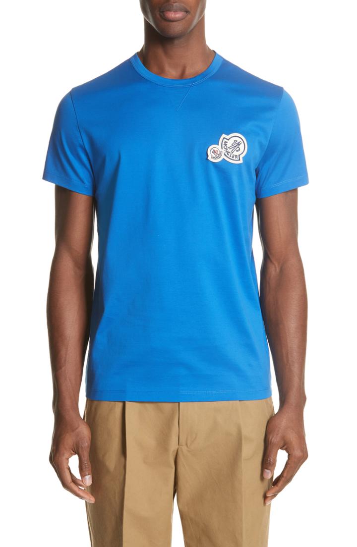 Men's Moncler Maglia Double Logo, Size - Blue