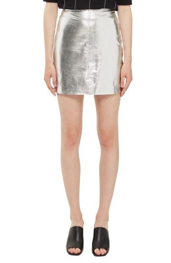 Women's Topshop Boutique Metallic Leather Miniskirt Us (fits Like 0) - Metallic