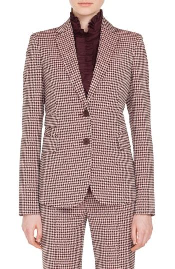 Women's Akris Punto Houndstooth Jersey Blazer - Burgundy