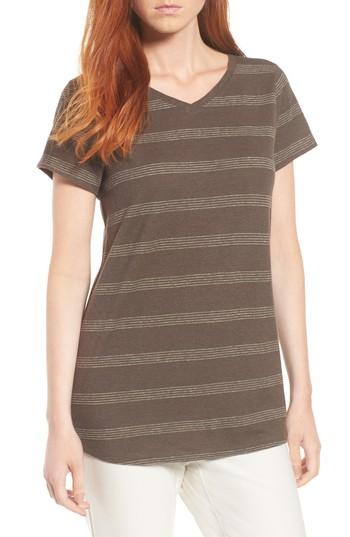 Women's Eileen Fisher Stripe Hemp & Organic Cotton Tee, Size - Grey