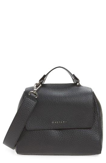 Orciani Double Leather Top Handle Satchel - Black