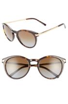 Women's Michael Kors 53mm Polarized Round Sunglasses - Tortoise/ Gold/ Brown Gradient