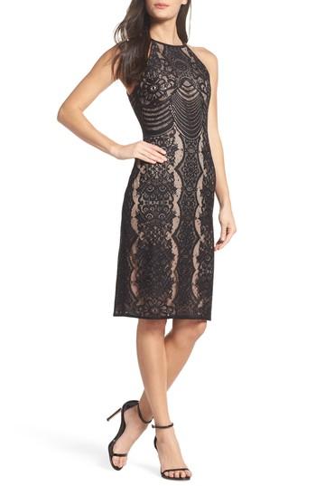 Women's Morgan & Co. Lace Halter Sheath Dress /8 - Black
